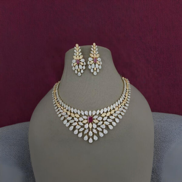 AD RUBY NECKLACE (1) American Diamond Necklace