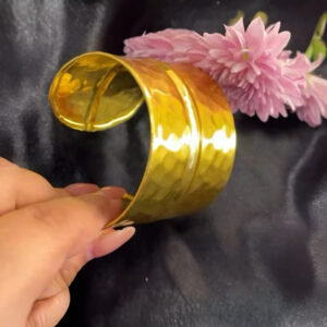 Gold-Tone Hammered Cuff Bracelet – Bold Statement Elegance