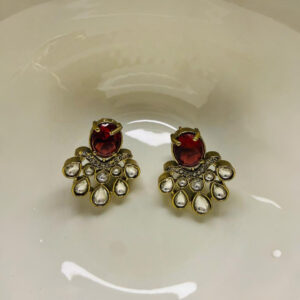 EARINGS (3) Ruby Red & Kundan Style Designer Earrings