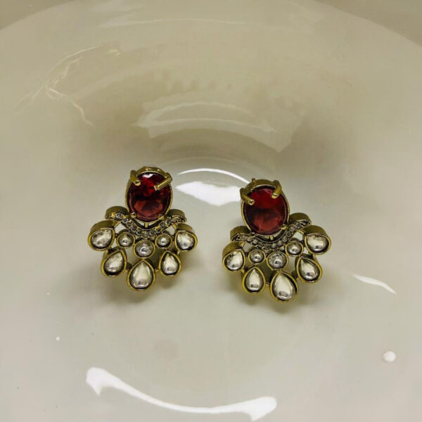 EARINGS (3) Ruby Red & Kundan Style Designer Earrings