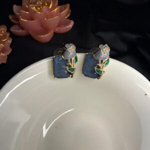 EARINGS (6) Designer Floral Stone Stud Earrings