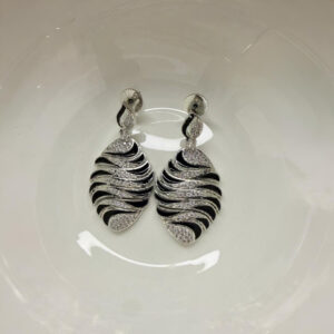 Designer Black & Silver AD Drop Earrings