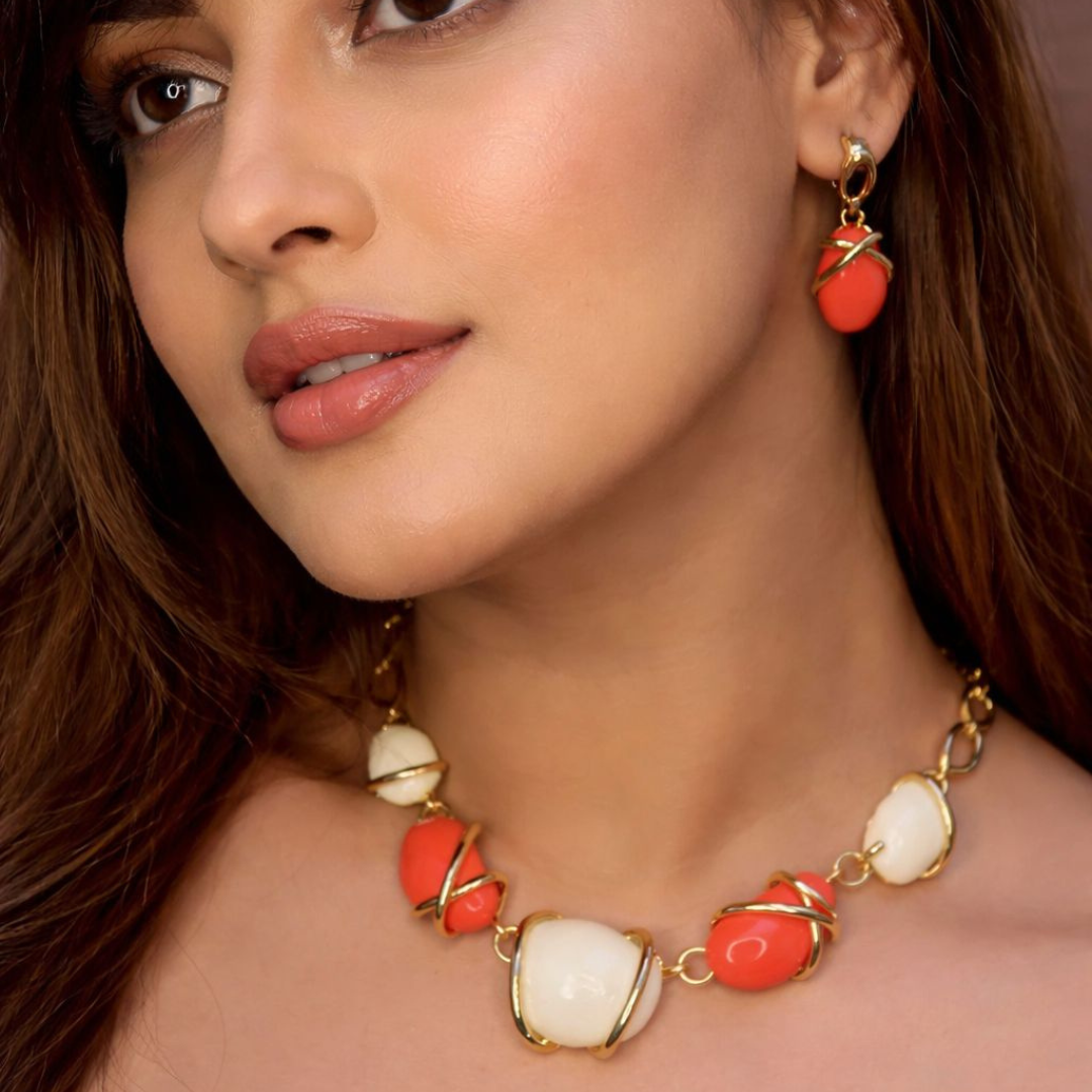 Premium Coral & Ivory  Necklace