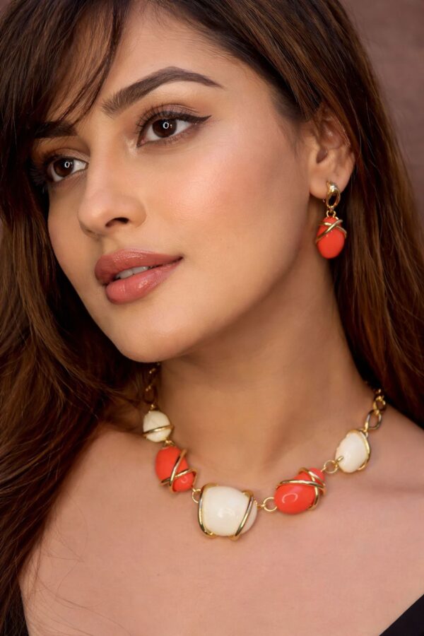 Premium Coral & Ivory  Necklace
