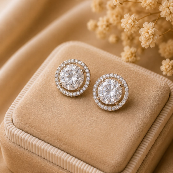 American Daimond Earrings American Diamond Halo Stud Earrings